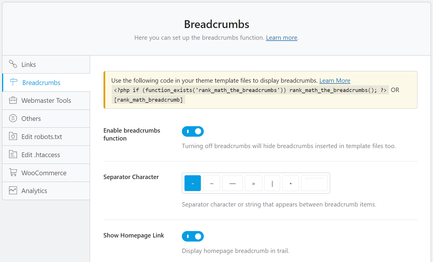 Breadcrumbs mit Rank Math SEO konfigurieren