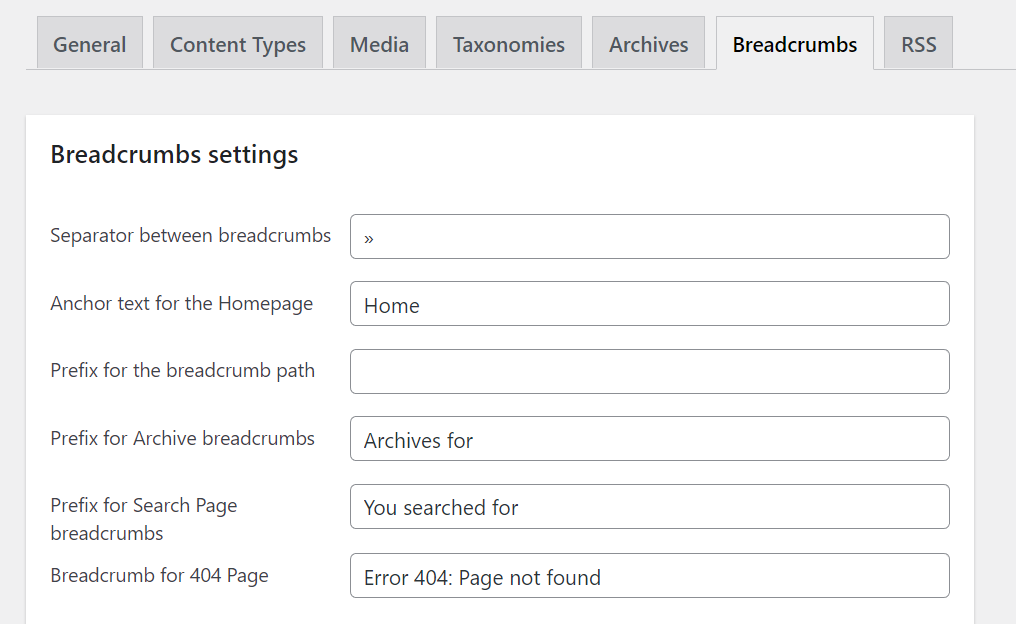 Konfigurieren der Breadcrumb-Einstellungen von Yoast SEO