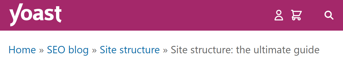 Ein Beispiel für Breadcrumbs auf der Yoast-Seite
