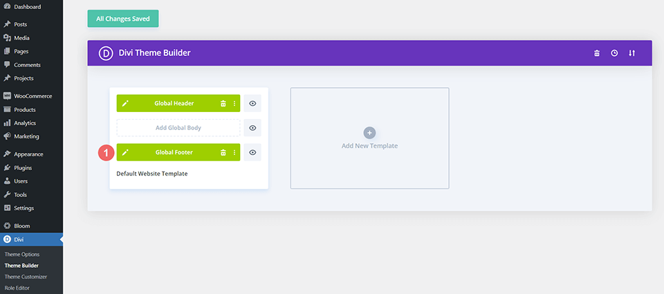 在 Divi Theme Builder 中编辑页脚模板