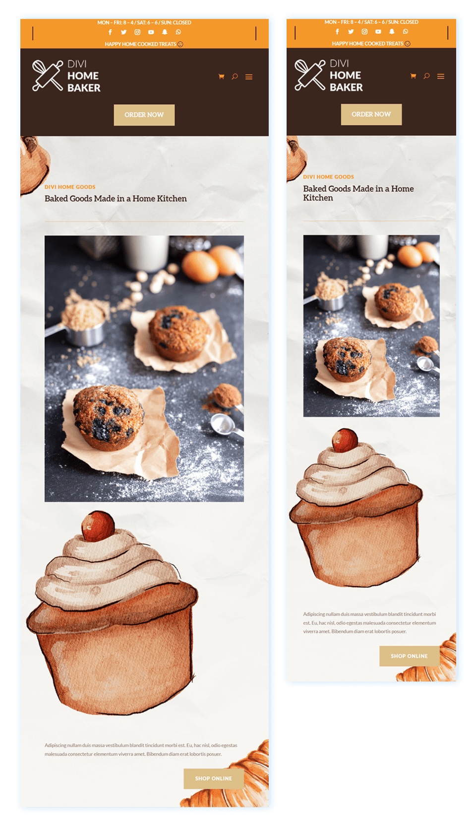 Divi Home Baker Layout Pack 的平板电脑和移动标题设计