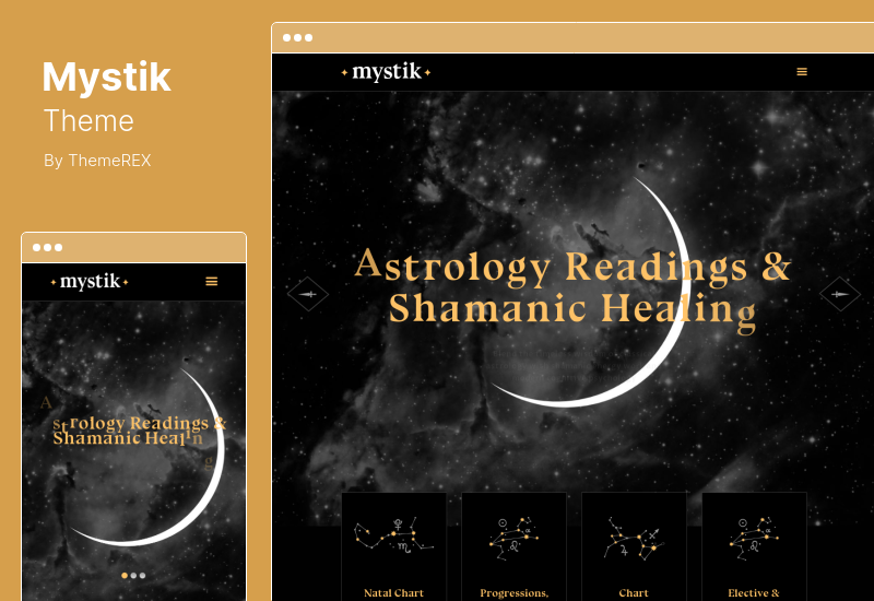 Tema Mystik - Astrologia e oroscopo esoterico Tema WordPress per predire la fortuna