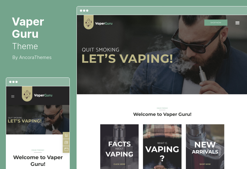 Tema VaperGuru - Tema WordPress pentru comunitatea Vapers și magazinul de țigări
