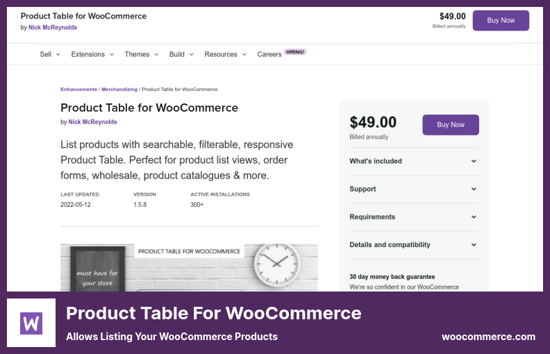 Tableau des produits pour le plugin WooCommerce - Permet de répertorier vos produits WooCommerce