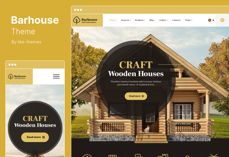 Tema Barhouse - Tema WordPress per la costruzione di case in legno e la falegnameria