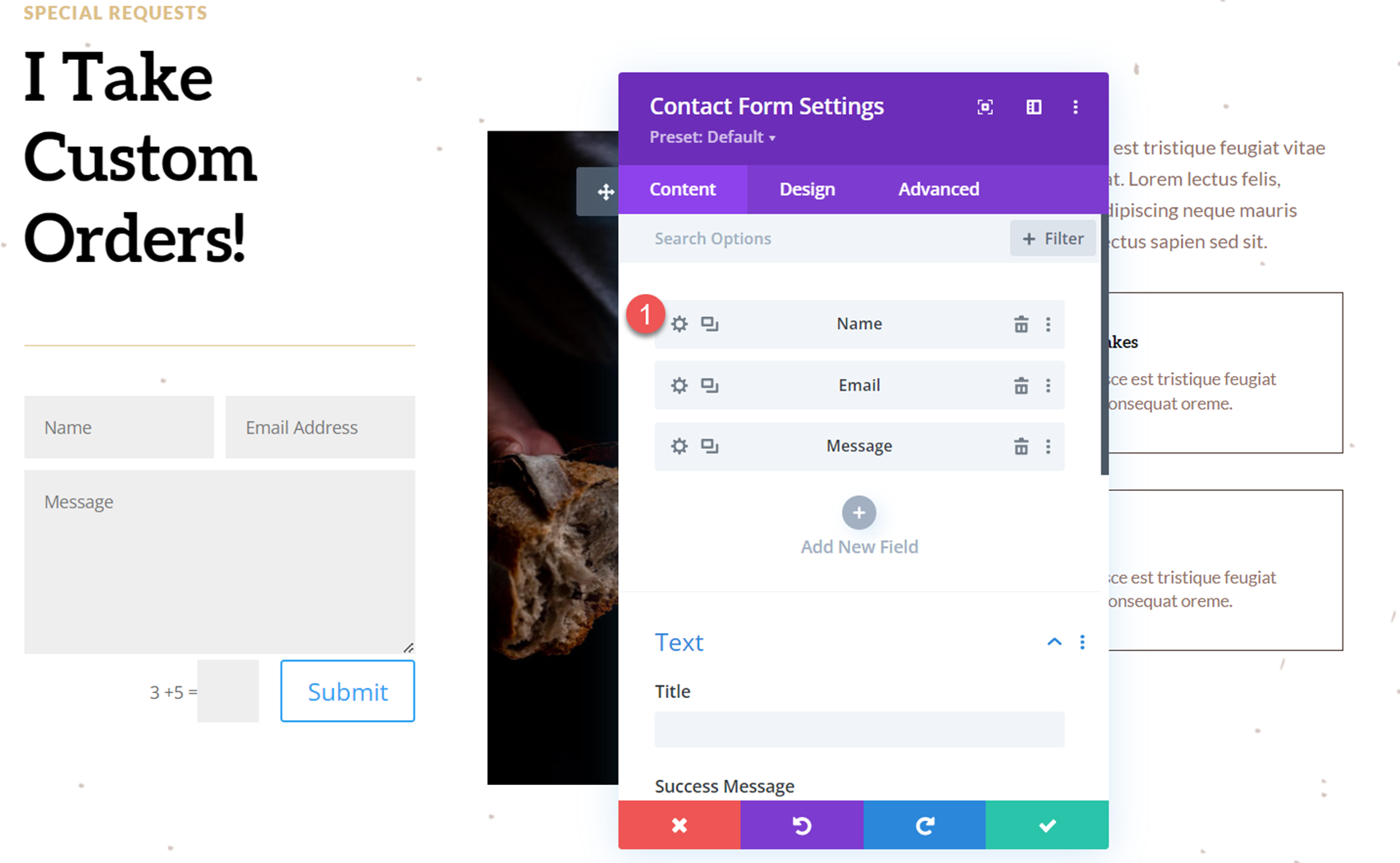 Divi 显示选项下拉联系表修改字段