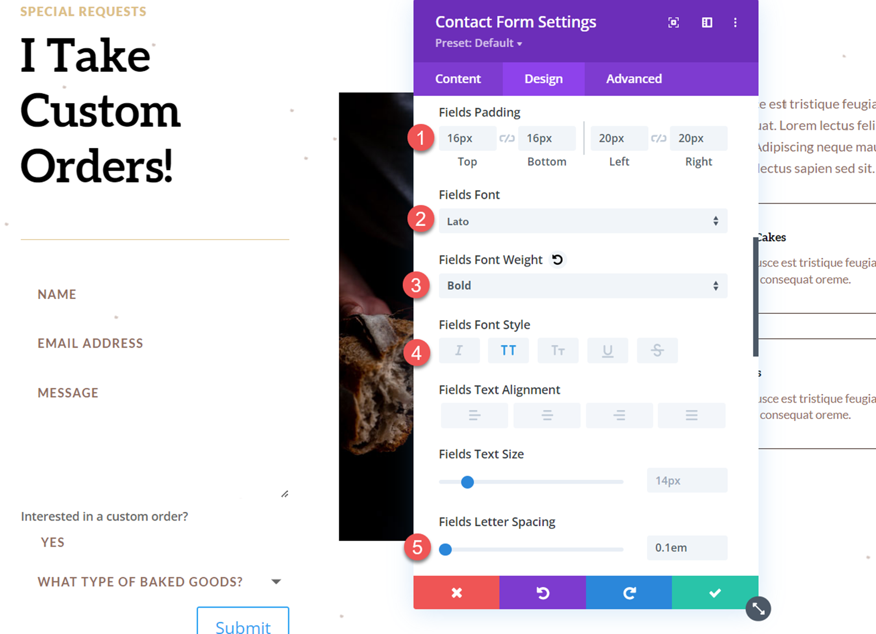 Divi Reveal Options Dropdown Contact Form Fields 填充字体