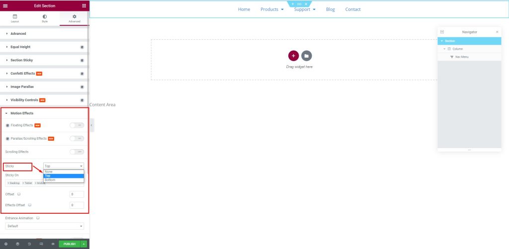 只需 5 分钟即可在 Elementor 中创建 Sticky header! 5 det the header on top