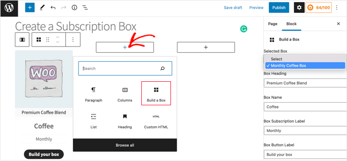 Fügen Sie Ihrer Seite einen „Build a Box“-Block hinzu Add a 'Build a Box' Block to Your Page