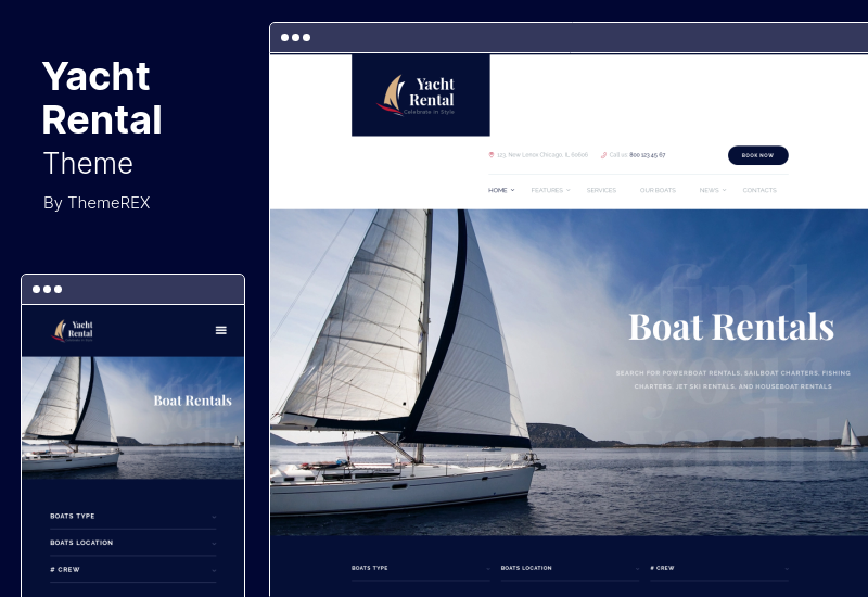 Tema per il noleggio di yacht - Tema WordPress per il servizio di noleggio di yacht e barche