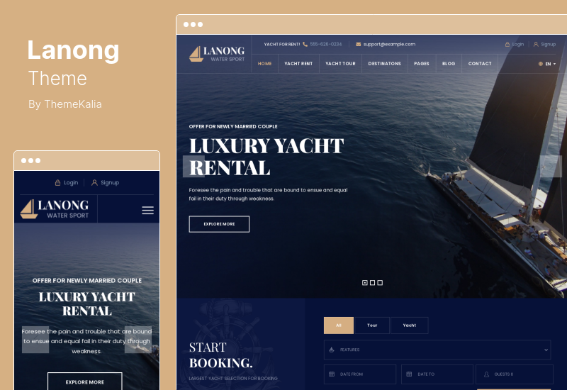 Tema Lanong - Tema WordPress per il noleggio di yacht