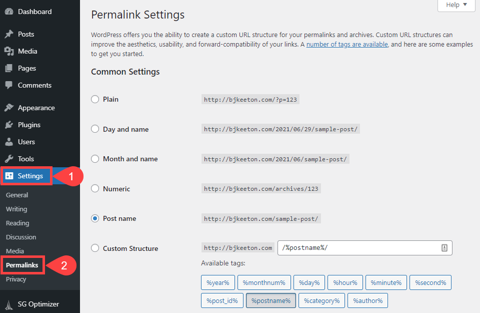 WordPress-Permalinks