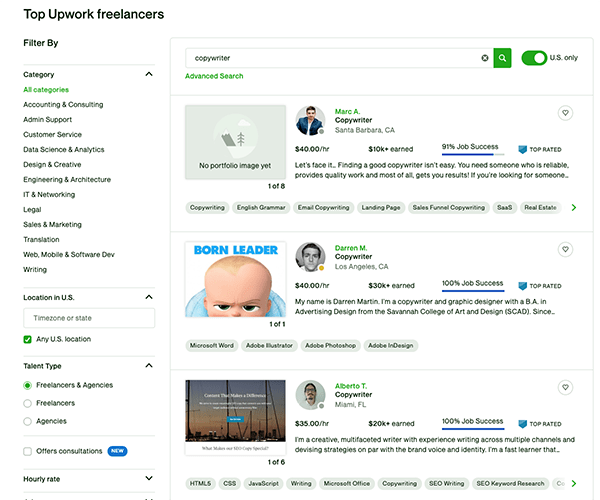 Profiluri de upwork.