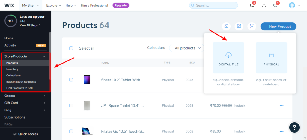 Fonctionnalités de Wix Ecommerce
