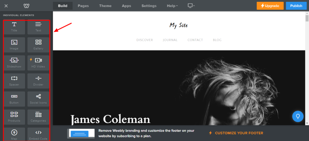 Weebly personnalisation