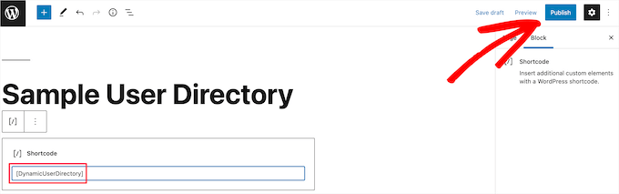 Engellenecek kullanıcı listesi kısa kodunu ekleyin Add user list shortcode to block