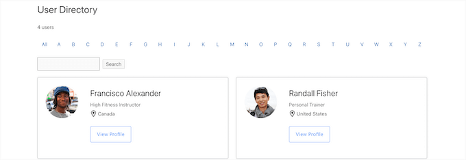 Güncellenmiş kullanıcı dizini örneği Updated user directory example