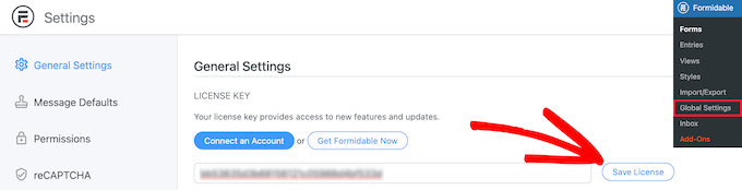Formidable Forms lisans anahtarını girin Enter Formidable Forms license key