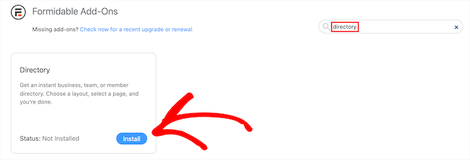 Dizin eklentisini yükle Install directory addon