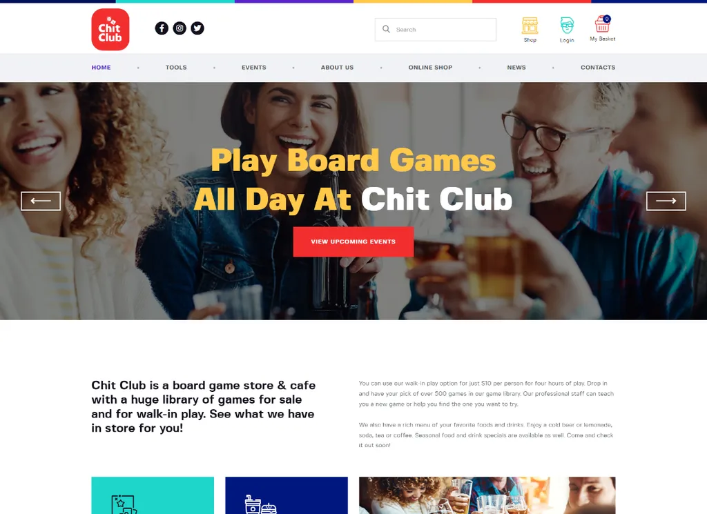 Chit 俱乐部 |棋盘游戏俱乐部和 Anticafe WordPress 主题