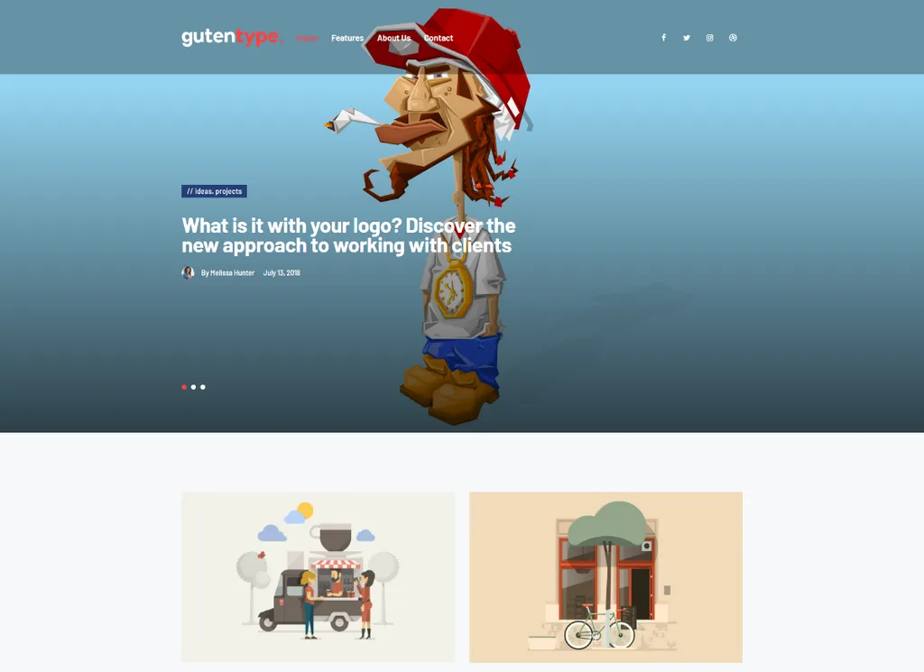 Gutentype | Tema WordPress 100% Gutenberg per blog moderno + Elementor