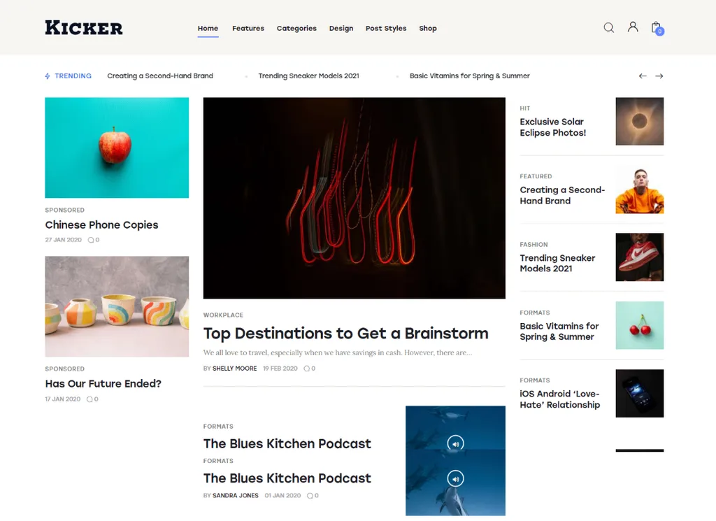 kicker | Blog multiuso Magazine Tema WordPress + Gutenberg