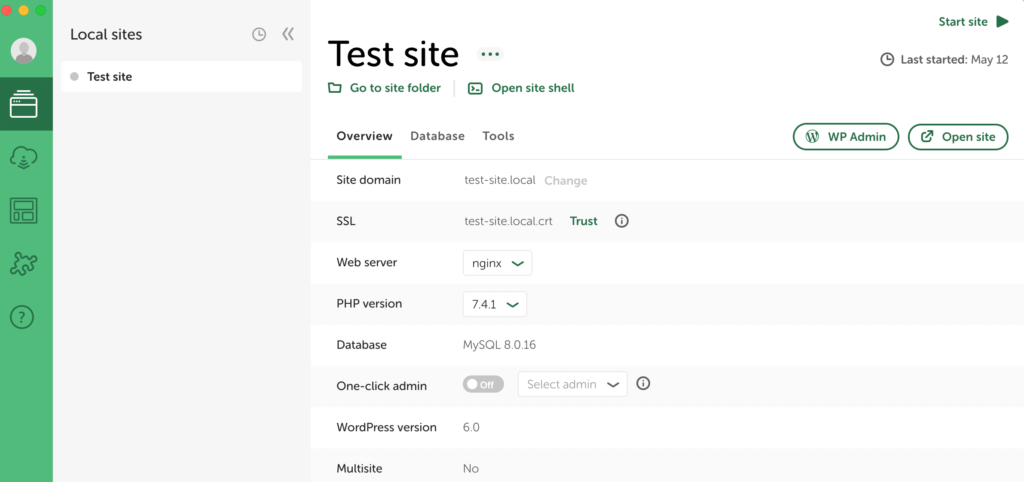本地开发环境中的 WordPress 网站