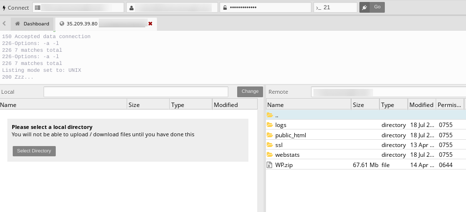 connessione al tuo sito tramite cpanel