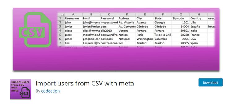 استيراد المستخدمين من CSV مع meta