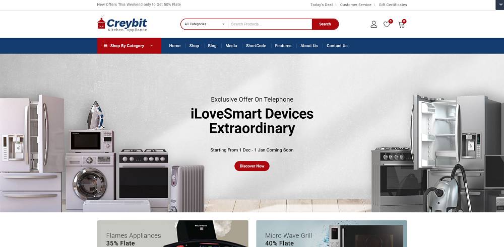 Creybit - 家用电器和电子产品 WooCommerce 主题