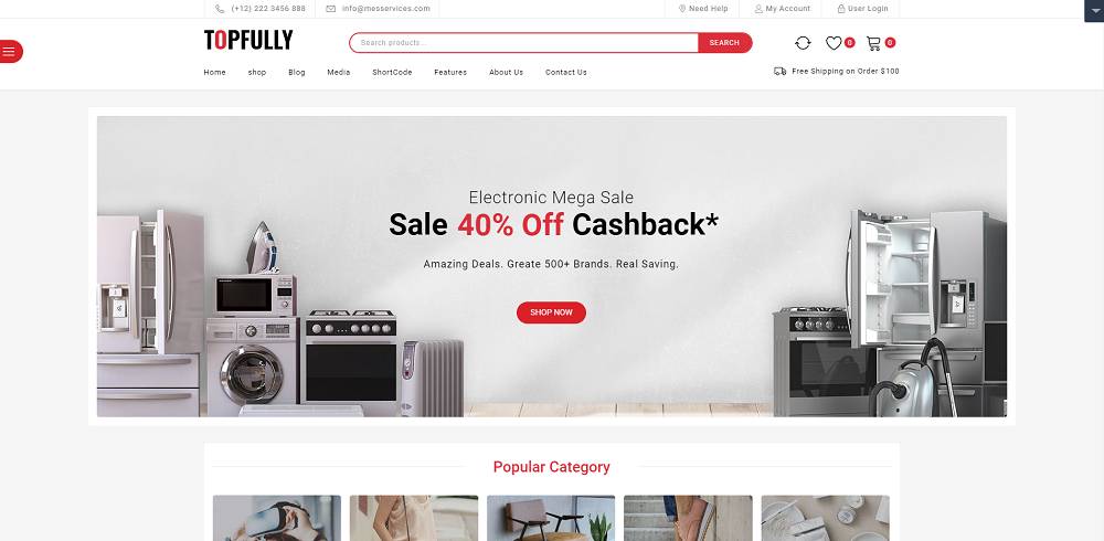 TopFully - 响应式大型商店 WooCommerce 主题