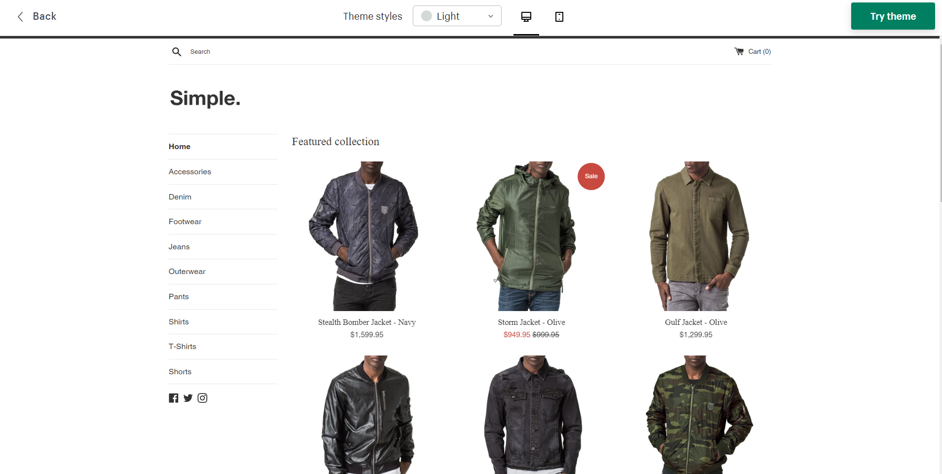 Einfach - kostenlose Shopify-Themen