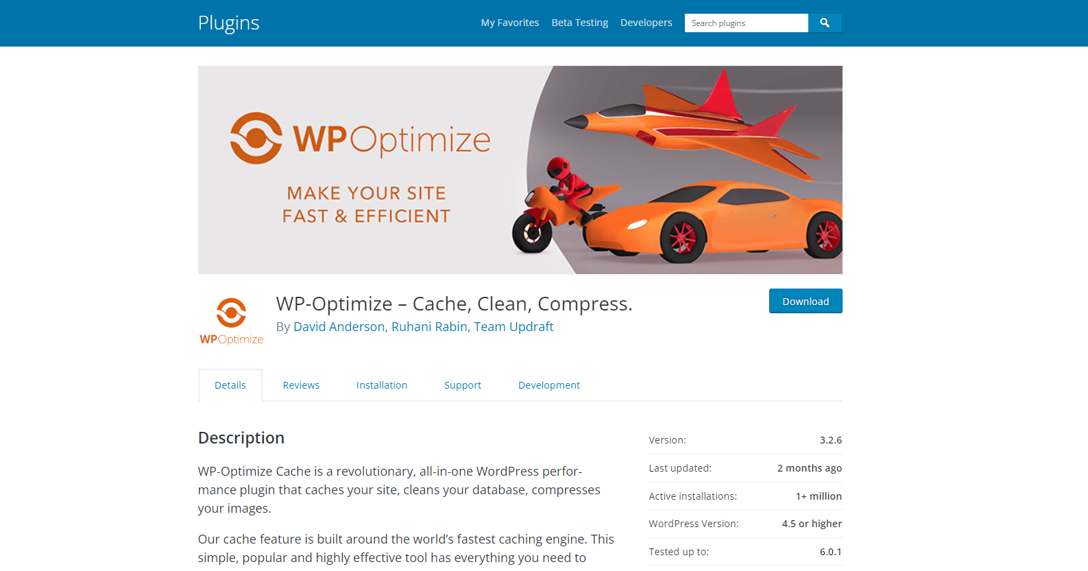 WP Optimize - Complementos de caché de WordPress
