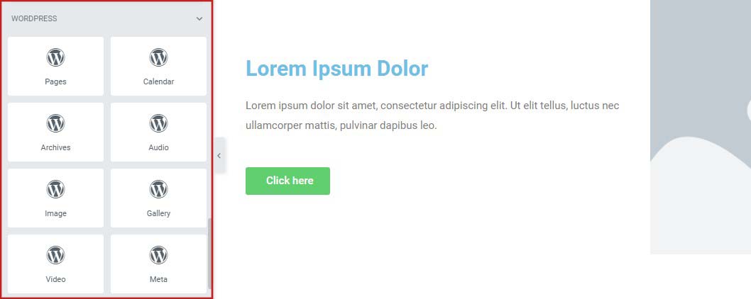 Domyślny motyw WordPress i widżety wtyczek w edytorze