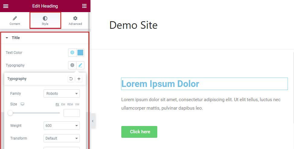 Opcje dostosowywania w Elementorze