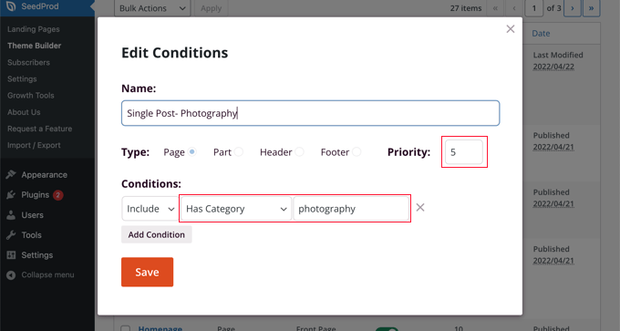 添加条件以显示特定类别的模板 Add Conditions to Display the Template for a Certain Category
