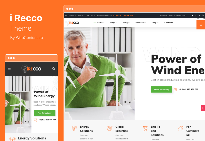 iRecco Theme - WordPress-Theme für Wind- und Solarenergie