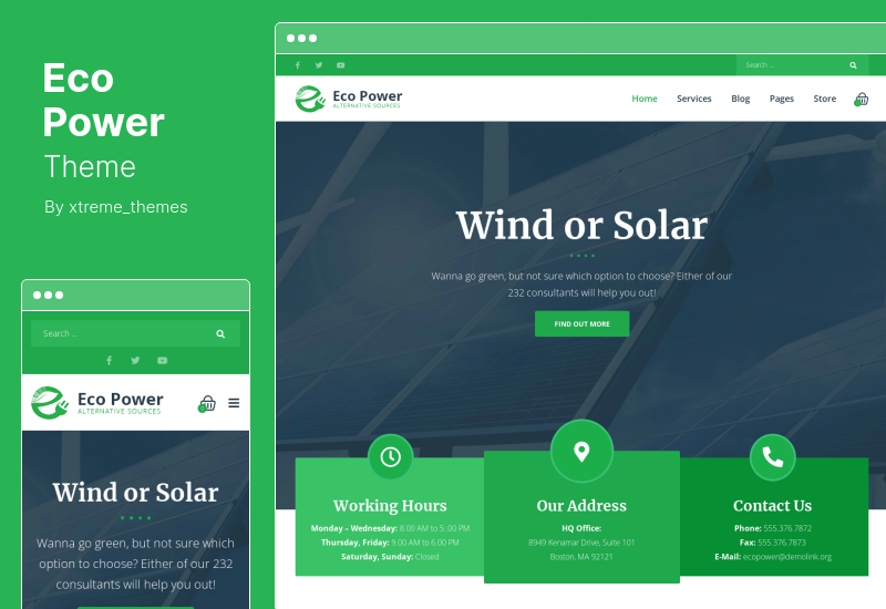 EcoPower-Theme - WordPress-Thema für alternative Energie- und Solarenergieunternehmen