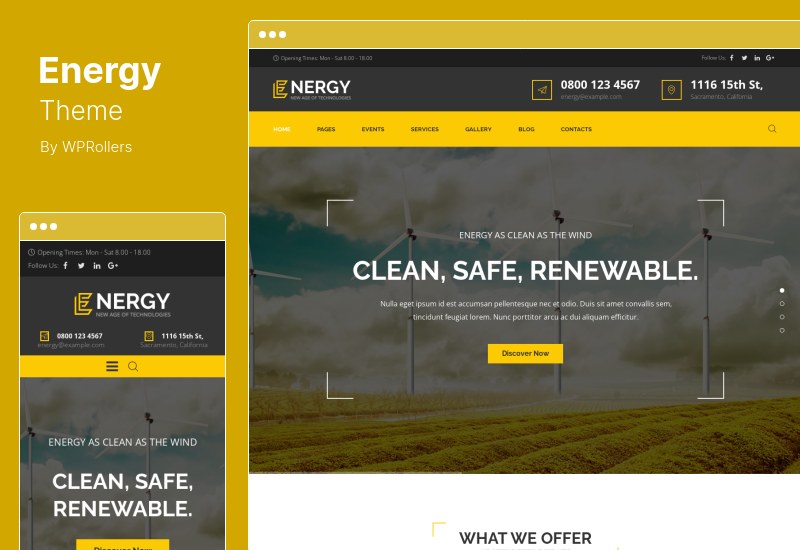 Energie-Thema - Solar- und Windalternative Power WordPress-Theme