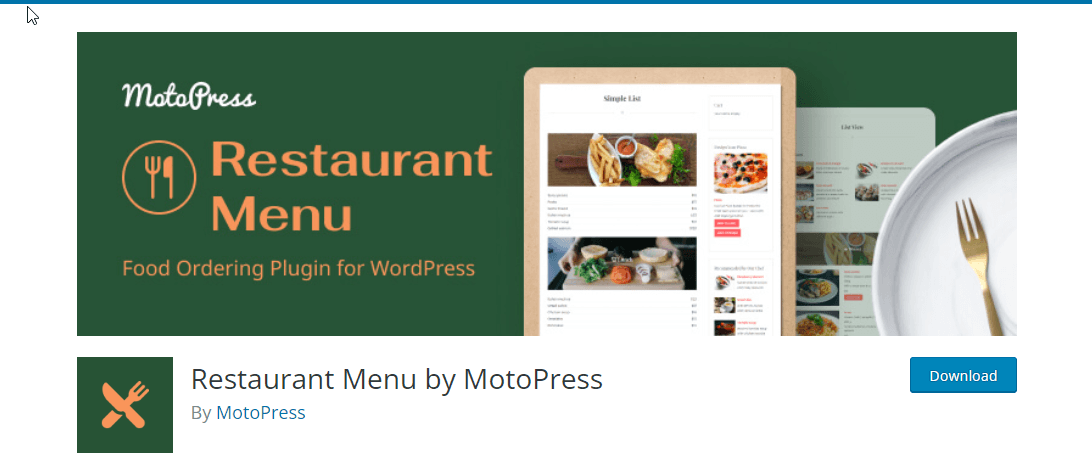 Menù Ristorante di MotoPress