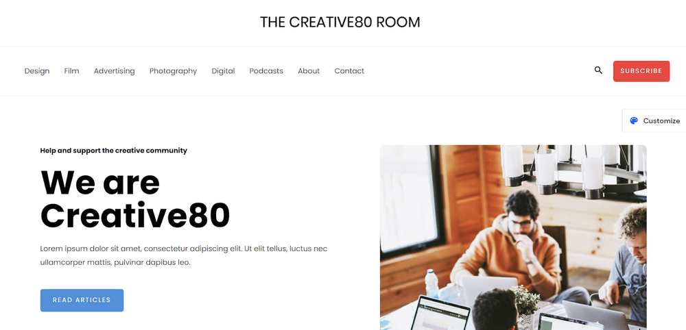 Modello di blog creativo Astra