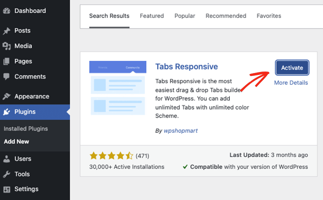 タブレスポンシブ WordPress プラグインをインストールして有効化する