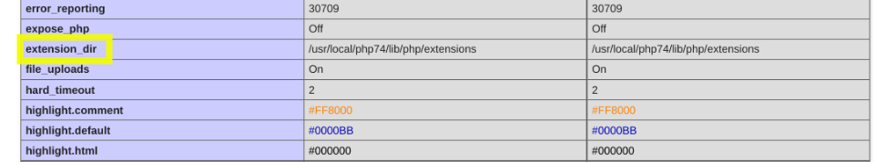 extension_dir 情報