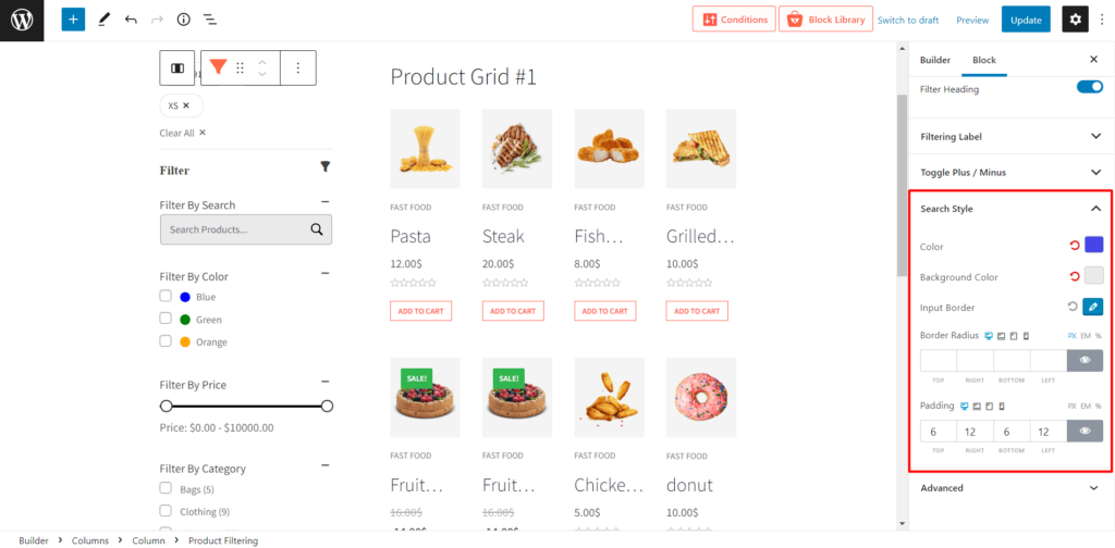 Filtra prodotto WooCommerce per attributi, categoria, prezzo e molto altro 9 Ajax Search Filter Customization Options