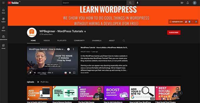 WPBeginner sur YouTube WPBeginner on YouTube
