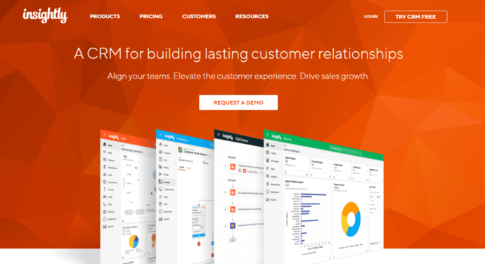 Insightly CRM 軟件主頁
