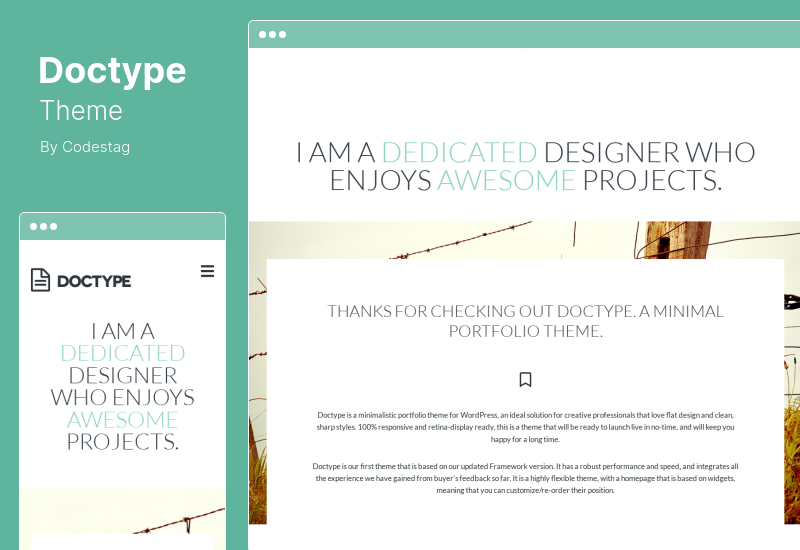 Thème Doctype - Un thème WordPress de portefeuille plat et minimal
