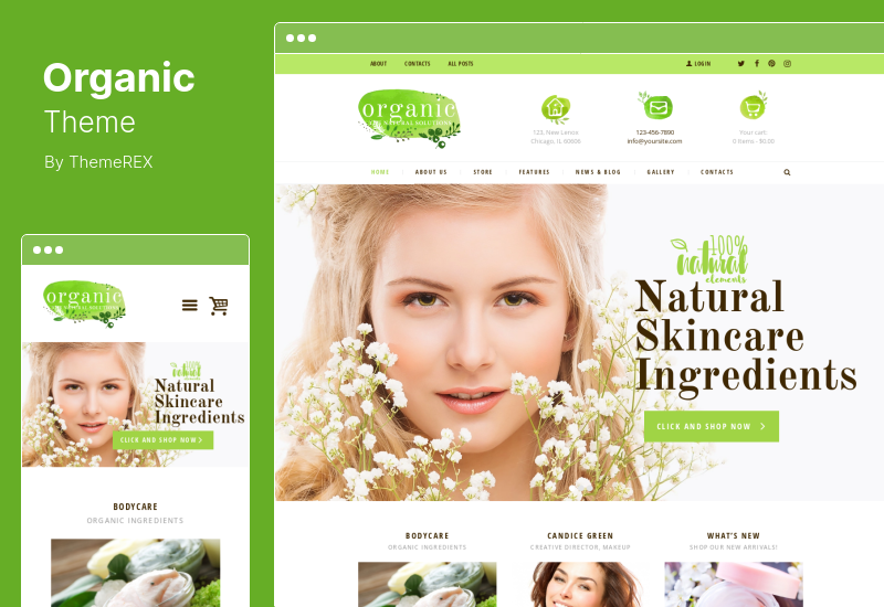 Tema Organik - Toko Kecantikan Organik & Tema WordPress Kosmetik Alami