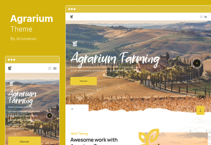 Agrarium 테마 - 농업 및 유기농 농장 WordPress 테마