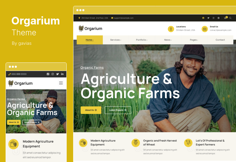 Orgarium 테마 - 농업 및 유기농 농장 WordPress 테마
